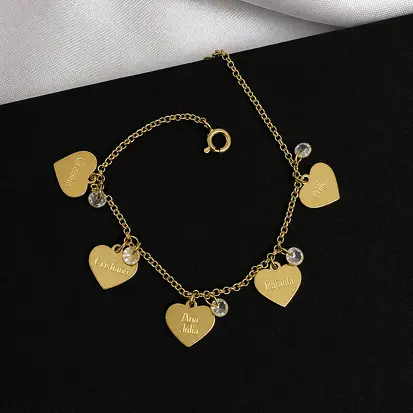 PULSEIRA PERSONALIZADA 5 CORAÇÕES ELO PORTUGUES